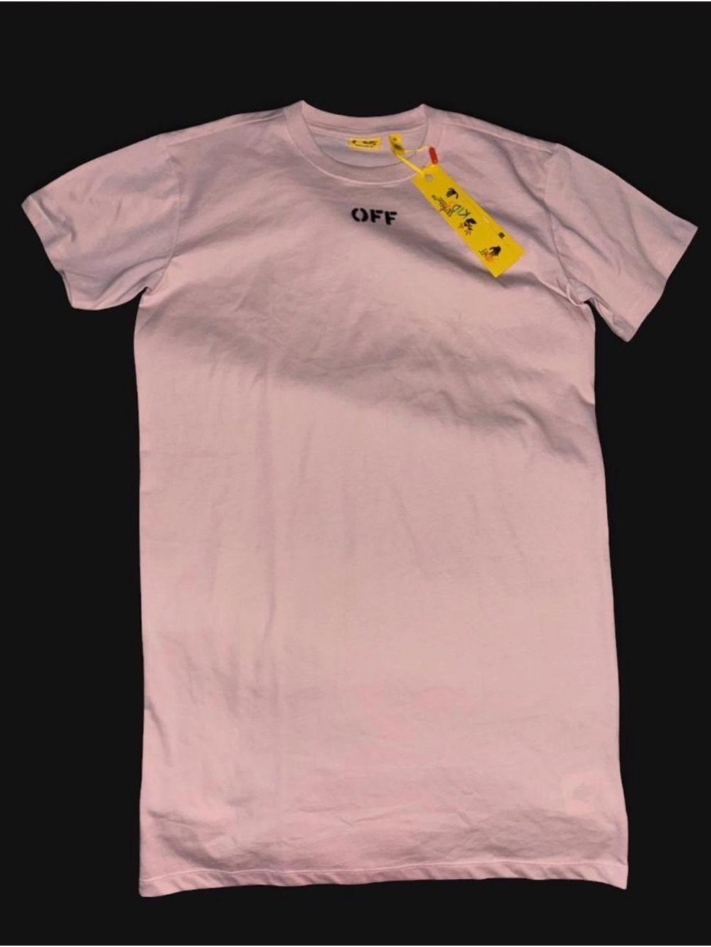 NWT Off-White Cream 'OFF' Chest Logo Tee with Yellow Tag